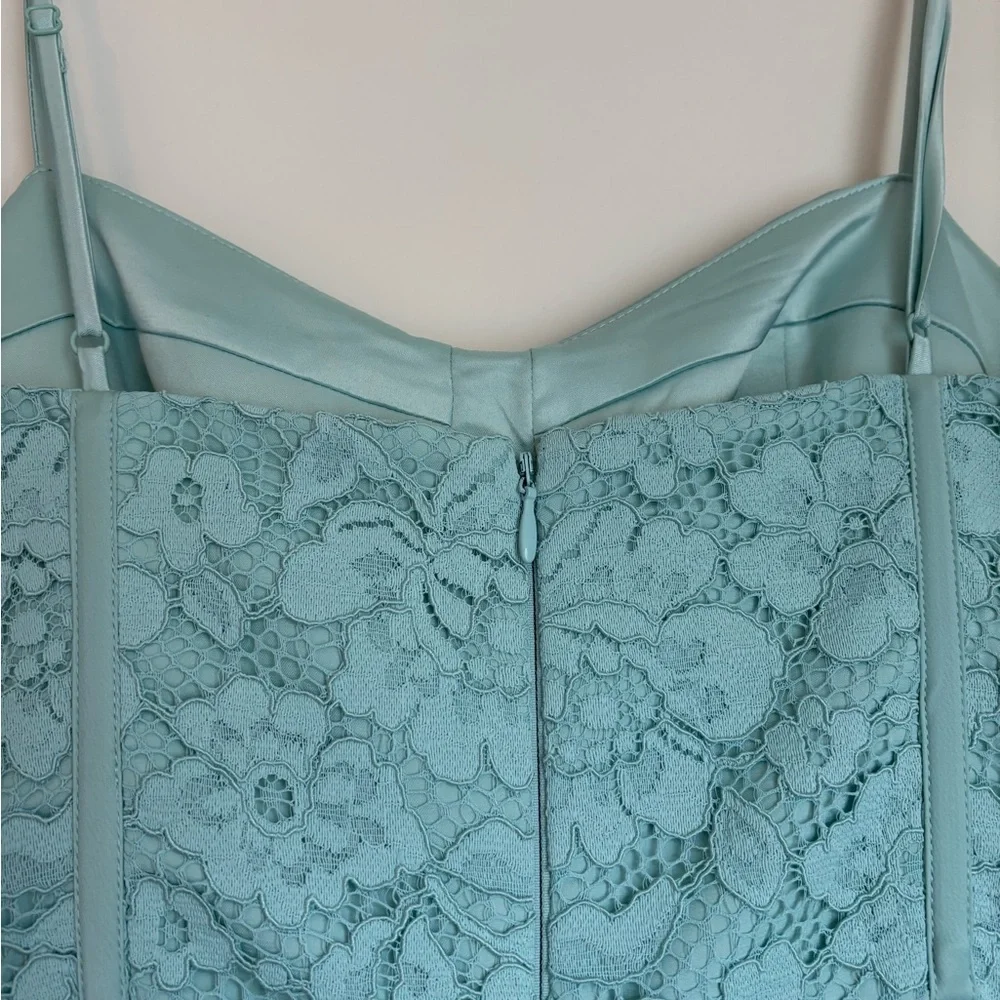 Lace Midi Dress in Light Aqua - Picture 6 of 7